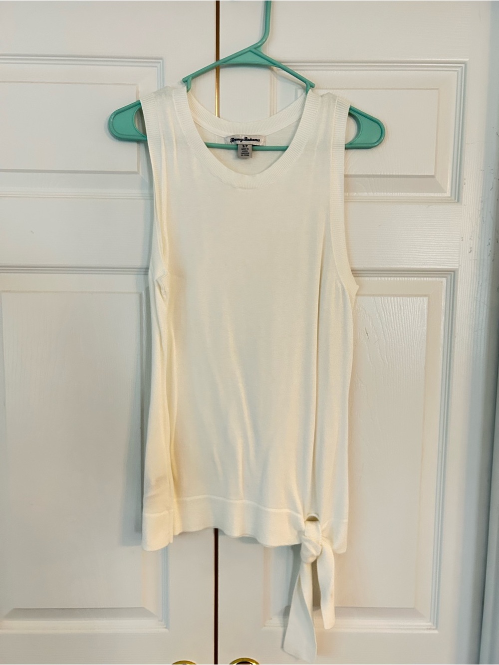 Tommy Bahama Women’s White Waist Tied Crew Neck Cotton Tunic Blouse Shirt Size S